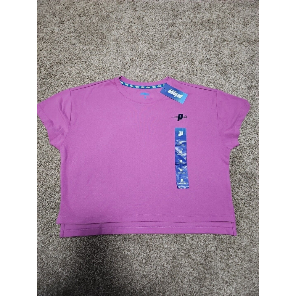 Prince Pickleball Shirt Womens Medium Pink Cropped Short Sleeve Ladies